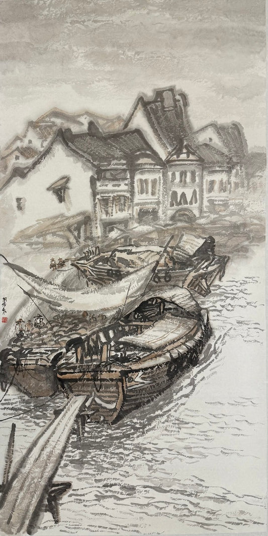 Tong Kang Unloading Rice at Boat Quay