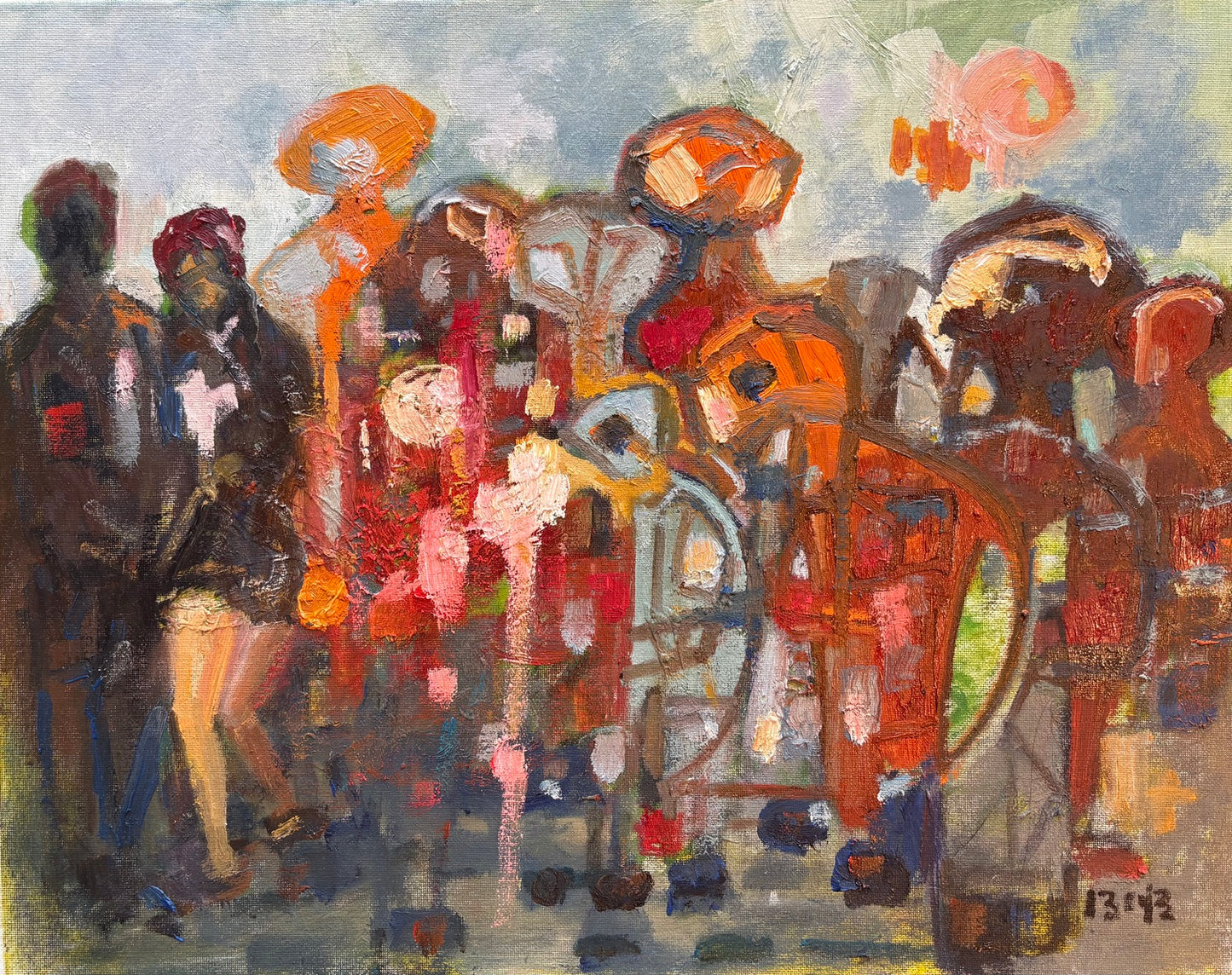 Posing With the Statues At Clarke Quay