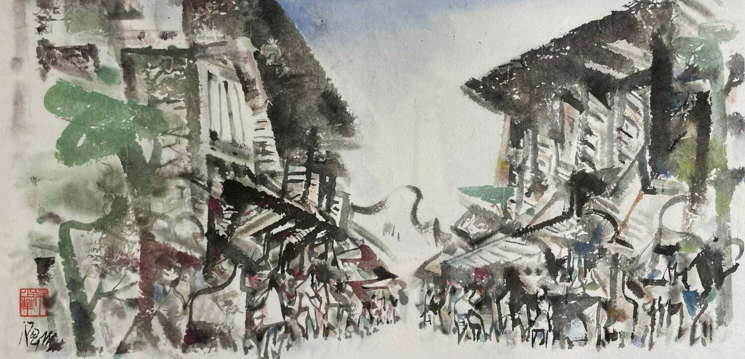 Chinatown street (watercolour)