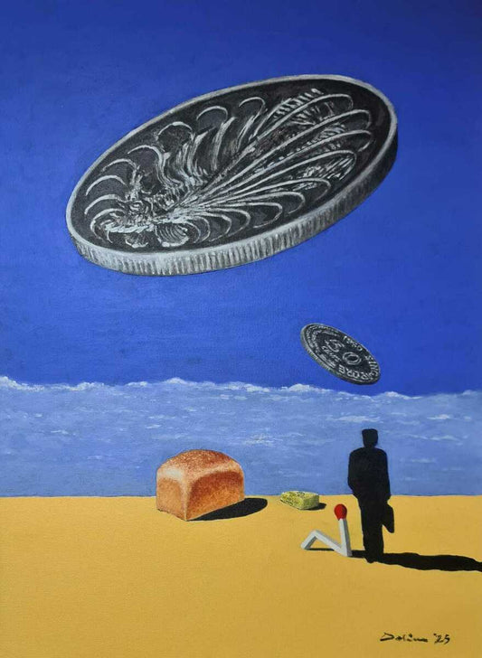 Two Coins Over Loaf of Bread