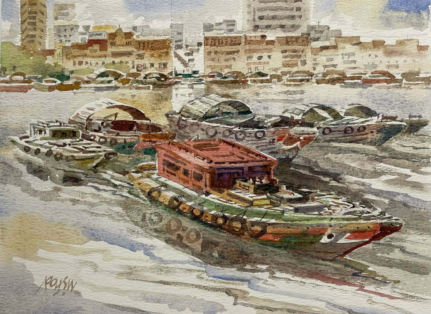 Singapore River III (watercolour)