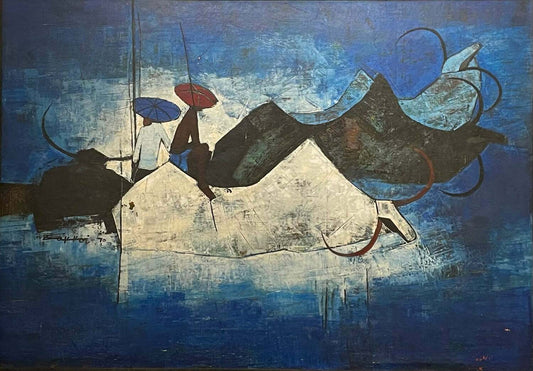 Buffalo Passing the River for New Pastures