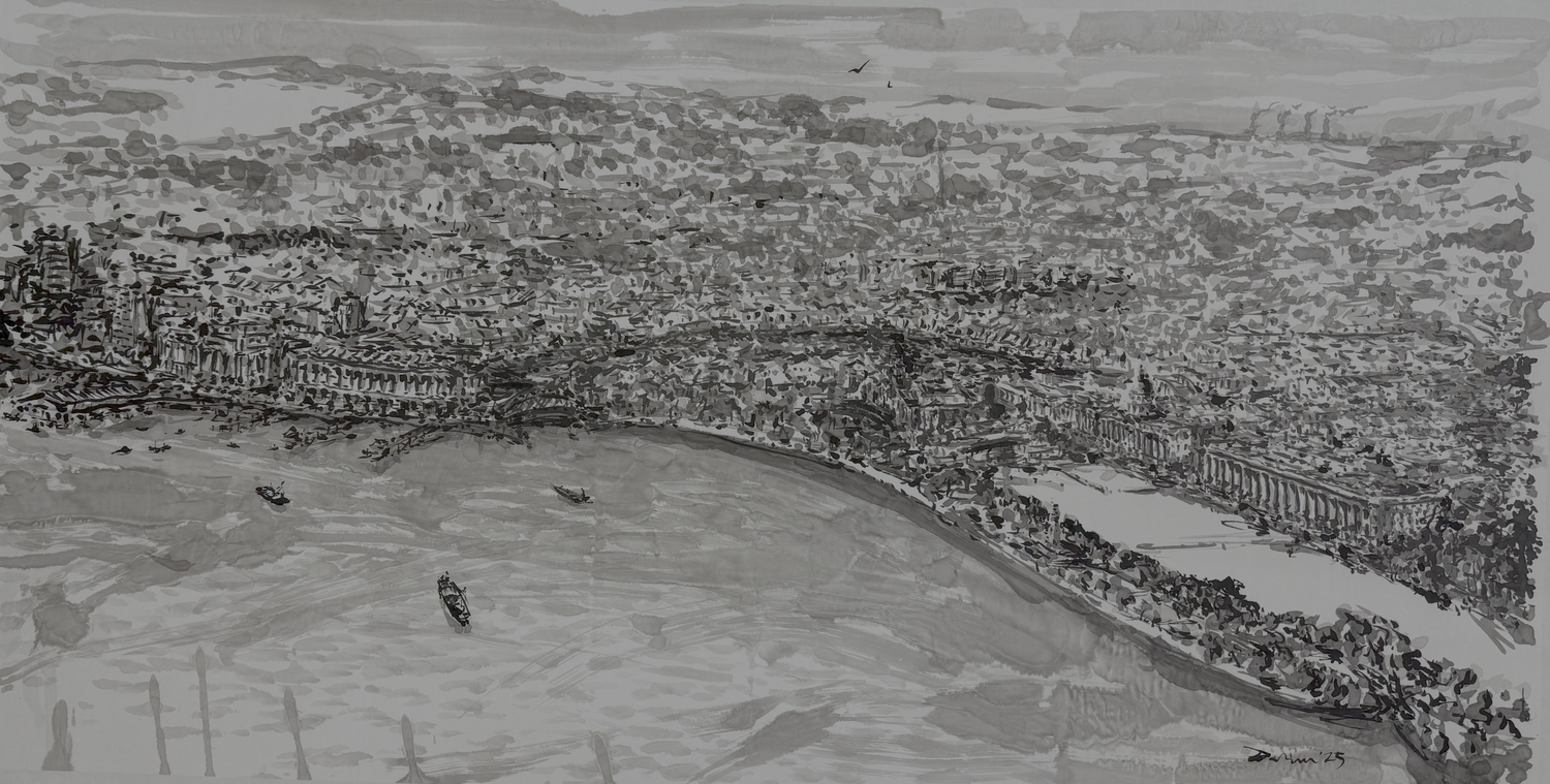 Aerial view of singapore seafront 1965